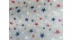 Κουρτίνα Λινό πολυεστερικό με Αστέρια Μπλέ - Κόκκινο - του Πάγου, με φόντο μπέζ