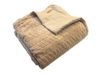 Κουβερτο-παπλωματοθήκη, 2 σε 1, διπλής όψης, από τη μία κουβέρτα ζεστή, από την άλλη βαμβακερό ύφασμα, με φερμουάρ, Gold Beige - 160x230 - Ελληνικής Ραφής