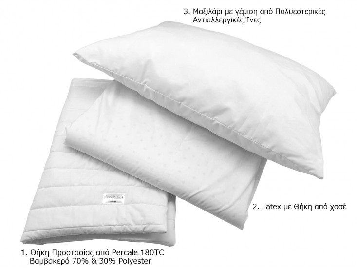 Μαξιλάρι ύπνου LatexDOUBLE (Rev3.0) Γκρί - 50x70 Διπλής Όψης (μέτριο & μαλακό) 1200gr Μέτριο - by Crystalize Homeware - Ελληνικής Κατασκευής