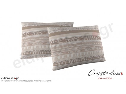 Μαξιλαροθήκη Ύπνου Beige Lines 50x70 (2τεμ) - Crystalize Home Collections