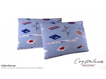 Μαξιλαροθήκη Ύπνου Παιδικό Γαλάζιο Αεροπλάνα 50x70 - Crystalize Home Collections