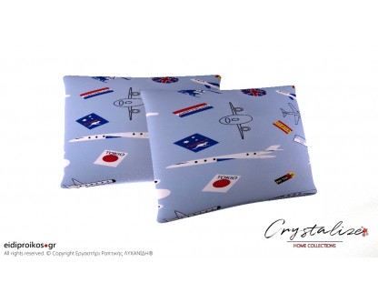 Μαξιλαροθήκη Ύπνου Παιδικό Γαλάζιο Αεροπλάνα 50x70 - Crystalize Home Collections