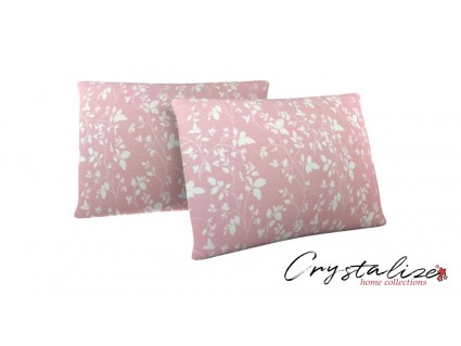 Μαξιλαροθήκη Ύπνου από Φανέλα - Floral Ροζ - FLN-2001 - Crystalize Home Collections