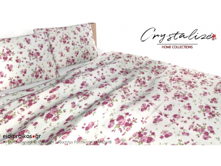 Σετ Σεντόνι Διπλό, με Μαξιλαροθήκες Floral Μωβ, 2.00μ Χ 2,60μ
