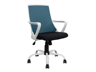 ΚΑΡΕΚΛΑ ΓΡΑΦΕΙΟΥ MALFOI HM1053.06 ΜΠΛΕ MESH & ΠΟΔΙ ΜΕΤΑΛΛΙΚΟ 58x59x103 εκ.