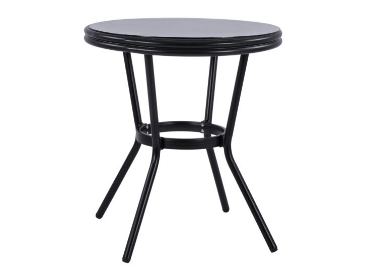 ΤΡΑΠΕΖΙ ΑΛΟΥΜΙΝΙΟΥ MOSES Φ70 BAMBOO LOOK HM5532.02 ΜΑΥΡΟ ΜΕ ΓΥΑΛΙ Φ70X76 εκ