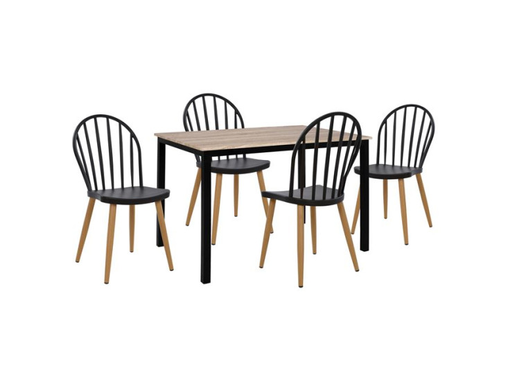 ΣΕΤ 5 ΤΜΧ ΤΡΑΠΕΖΙ 110x70x76 cm SONAMA ΜΕ ΜΑΥΡΑ ΠΟΔΙΑ & ΚΑΡΕΚΛΕΣ ΠΟΛΥΠΡΟΠΥΛΕΝΙΟΥ ΜΑΥΡΕΣ HM11010
