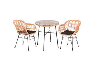 ΣΕΤ ΕΞΩΤΕΡΙΚΟΥ ΧΩΡΟΥ 3ΤΜΧ ALLEGRA HM10476 WICKER ΜΠΕΖ-ΜΕΤΑΛΛΟ ΜΑΥΡΟ
