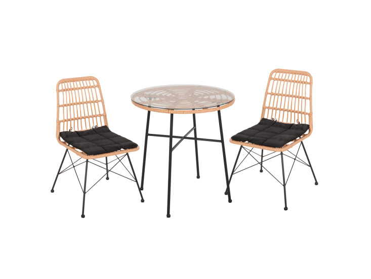 ΣΕΤ ΕΞΩΤΕΡΙΚΟΥ ΧΩΡΟΥ 3ΤΜΧ ALLEGRA HM10477 WICKER ΜΠΕΖ-ΜΕΤΑΛΛΟ ΜΑΥΡΟ