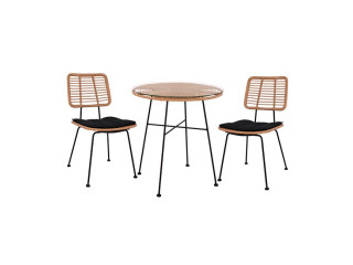 ΣΕΤ 3ΤΜΧ ALLEGRA WICKER ΜΕ ΤΡΑΠΕΖΙ Φ70Χ74Υ ΜΠΕΖ & ΜΑΥΡΟ ΧΡΩΜΑ HM10478