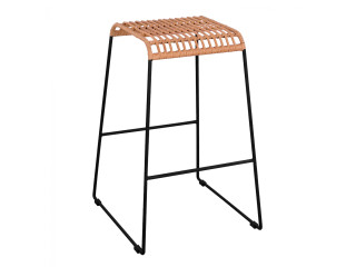 ΣΚΑΜΠΟ ΜΕΤΑΛΛΙΚΟ ALLEGRA HM5641 ΜΕ WICKER ΣΕ ΜΠΕΖ ΑΠΟΧΡΩΣΗ 49x50x76 εκ.