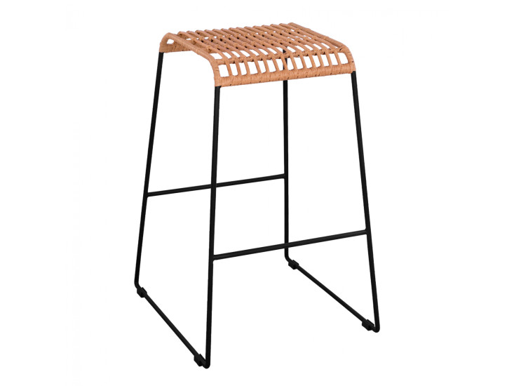 ΣΚΑΜΠΟ ΜΕΤΑΛΛΙΚΟ ALLEGRA HM5641 ΜΕ WICKER ΣΕ ΜΠΕΖ ΑΠΟΧΡΩΣΗ 49x50x76 εκ.