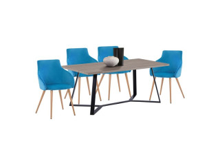 ΣΕΤ 5TMX ΤΡΑΠΕΖΙ MDF ALDWIN 160x90 ΜΕ ΠΟΛΥΘΡΟΝΑΚΙΑ ΒΕΛΟΥΔΙΝΑ IVY TΙΡΚΟΥΑΖ HM11255