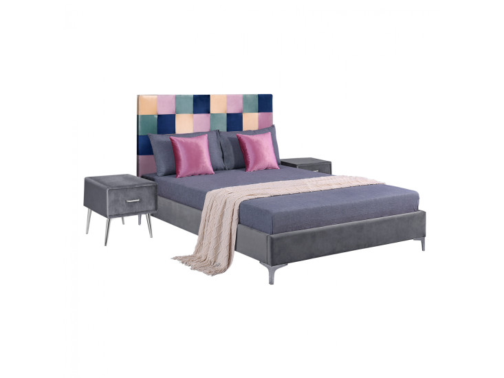 ΣΕΤ ΚΡΕΜΑΤΟΚΑΜΑΡΑΣ 3 ΤΜΧ ΒΕΛΟΥΔΟ ΓΚΡΙ COLOR PATTERN HM11261