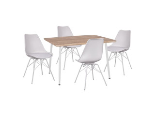 ΣΕΤ 5ΤΜΧ ΤΡΑΠΕΖΙ SONAMA & ΚΑΡΕΚΛΕΣ VEGAS ΛΕΥΚΟ ΧΡΩΜΑ ΜΕ ΜΕΤΑΛΛΙΚΑ ΠΟΔΙΑ HM11023.31 120x70x76,5 cm