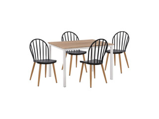 ΣΕΤ 5ΤΜΧ ΤΡΑΠΕΖΙ 110x70x76 cm SONAMA & ΚΑΡΕΚΛΕΣ ΠΟΛΥΠΡΟΠΥΛΕΝΙΟΥ ΜΑΥΡΕΣ ΜΕΤΑΛΛΙΚΑ ΠΟΔΙΑ HM11016