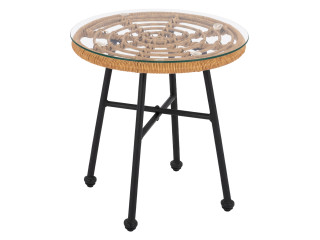 ΤΡΑΠΕΖΙ ΜΕΤΑΛΛΙΚΟ SPENCER HM5716 ΜΕ WICKER ΜΠΕΖ Φ48,5x51 εκ.