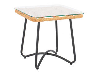 ΤΡΑΠΕΖΙ ΜΕΤΑΛΛΙΚΟ GERRY HM5717 ΜΕ WICKER ΜΠΕΖ 50x50x48,5 εκ.