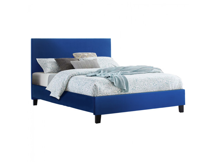 ΚΡΕΒΑΤΙ BECCA ΑΠΟ ΒΕΛΟΥΔΟ ΜΠΛΕ HM553.18 ΓΙΑ ΣΤΡΩΜΑ 150x200 εκ.