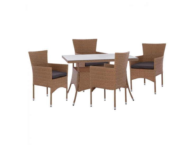 ΣΕΤ ΤΡΑΠΕΖΑΡΙΑΣ 5ΤΜΧ ΤΡΑΠ. 120Χ70 & ΠΟΛΥΘΡΟΝΕΣ WICKER RATTAN ΜΠΕΖ ΚΑΦΕ HM11712.32