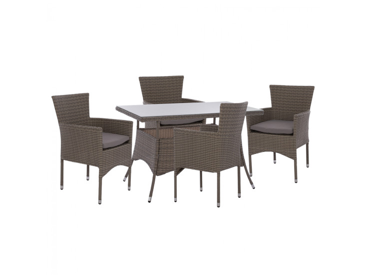 ΣΕΤ ΤΡΑΠΕΖΑΡΙΑΣ 5ΤΜΧ ΤΡΑΠ. 120Χ70 & ΠΟΛΥΘΡΟΝΕΣ WICKER RATTAN ΓΚΡΙ HM11712.31