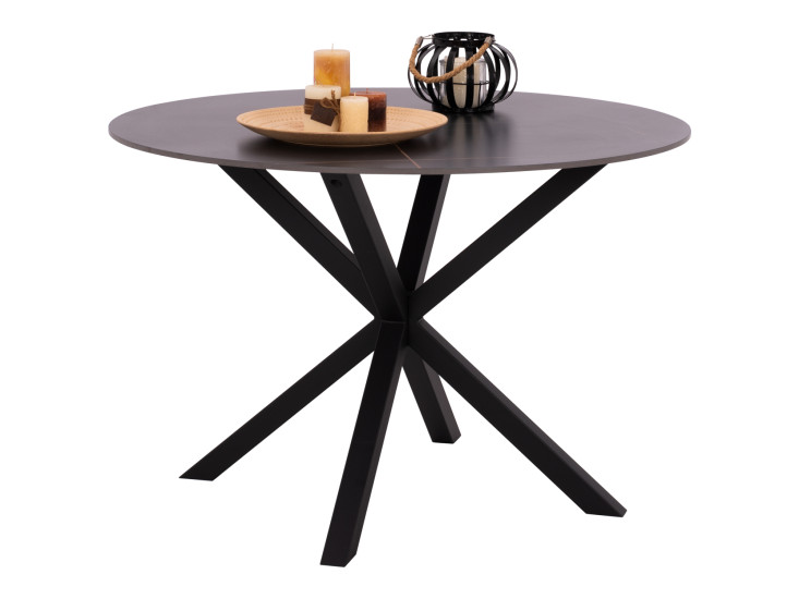 ΤΡΑΠΕΖΙ ΤΡΑΠΕΖΑΡΙΑΣ ΣΤΡΟΓΓΥΛΟ SYNTEC HM9309.01 SINTERED STONE ΜΑΥΡΟ ΜΕΤΑΛΛΙΚΑ ΠΟΔΙΑ Φ115x75Y εκ.