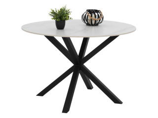 ΤΡΑΠΕΖΙ ΤΡΑΠΕΖΑΡΙΑΣ ΣΤΡΟΓΓΥΛΟ SYNTEC HM9309.02 SINTERED STONE ΛΕΥΚΟ ΜΕΤΑΛ.ΠΟΔΙΑ Φ115x75Y εκ.