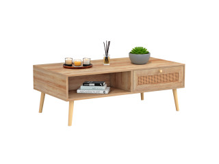 ΤΡΑΠΕΖΙ ΣΑΛΟΝΙΟΥ ΜΕΛΑΜΙΝΗΣ COLM RATTAN HM9224.11 ΣΕ ΦΥΣΙΚΟ ΧΡΩΜΑ 110x59x39,5Yεκ.