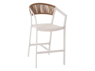 ΣΚΑΜΠΟ ΑΛΟΥΜΙΝΙΟΥ HM5892.12 ΜΕΣΑΙΟΥ ΥΨΟΥΣ RATTAN & TEXTLINE ΛΕΥΚΟ ΜΠΕΖ 55x56,5x99Y
