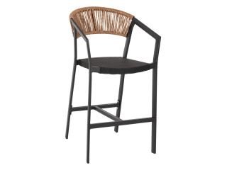 ΣΚΑΜΠΟ ΑΛΟΥΜΙΝΙΟΥ HM5892.15 ΜΕΣΑΙΟΥ ΥΨΟΥΣ RATTAN & TEXTLINE ΜΑΥΡΟ ΜΠΕΖ 55x56,5x99Υ