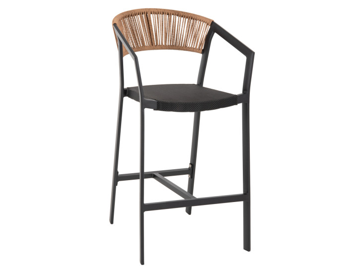 ΣΚΑΜΠΟ ΑΛΟΥΜΙΝΙΟΥ ΜΑΥΡΟ ΜΕ ΜΠΡΑΤΣΑ-RATTAN ΜΠΕΖ & TEXTLINE HM5892.05 56x58x105Y εκ.