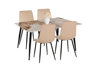 ΣΕΤ ΤΡΑΠΕΖΑΡΙΑΣ 5ΤΜΧ HM11913 ΤΡΑΠΕΖΙ SINTERED STONE-4 ΚΑΡΕΚΛΕΣ ΜΕ ΒΕΛΟΥΔΟ