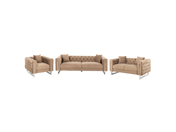 ΣΕΤ ΣΑΛΟΝΙ MOBAR τ.CHESTERFIELD HM11935.03 ΜΠΕΖ ΒΕΛΟΥΔΟ-ΜΕΤΑΛ.ΠΟΔΙΑ τ.CHESTERFIELD
