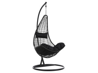 ΚΡΕΜΑΣΤΗ ΠΟΛΥΘΡΟΝΑ ΦΩΛΙΑ MILLIE HM5996.02 ΜΕΤΑΛΛΟ-ΣΥΝΘ.RATTAN ΜΑΥΡΟ Φ95x195Υεκ.