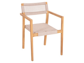 ΠΟΛΥΘΡΟΝΑ CHARLOTTE HM9637.07 ΞΥΛΟ TEAK ΦΥΣΙΚΟ & ΜΠΕΖ ΣΧΟΙΝΙ 58x61x81Yεκ.