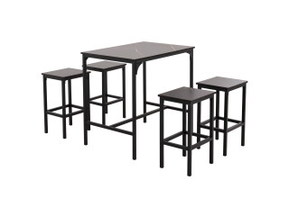 ΣΕΤ ΤΡΑΠΕΖΑΡΙΑ ΜΠΑΡ 5ΤΜΧ BOXY HM9882.13 ΜΑΥΡΟ ΜΕΤΑΛΛΟ-ΜΕΛΑΜΙΝΗ ΜΑΥΡΟ ΜΑΡΜΑΡΟ