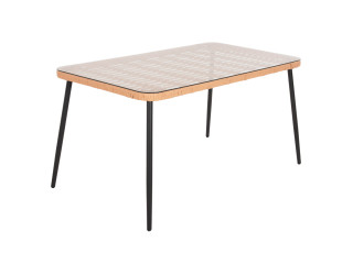 ΤΡΑΠΕΖΙ ΟΡΘΟΓΩΝΙΟ ALLEGRA HM5537.11 ΜΕΤΑΛ.ΜΑΥΡΟ-P.E. RATTAN ΦΥΣΙΚΟ 139,5x79,5x73Υεκ.