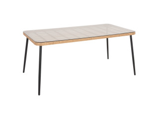 ΤΡΑΠΕΖΙ ΟΡΘΟΓΩΝΙΟ ALLEGRA HM5538.11 ΜΕΤΑΛ.ΜΑΥΡΟ-P.E. RATTAN ΦΥΣΙΚΟ 159,5x89,5x72Υεκ.