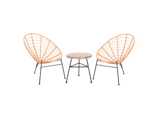 ΣΕΤ ΕΞΩΤΕΡΙΚΟΥ ΧΩΡΟΥ 3ΤΜΧ ALLEGRA HM21047.11 ΜΠΕΖ ΣΥΝΘ.RATTAN-ΜΕΤΑΛΛΟ ΣΕ ΜΑΥΡΟ
