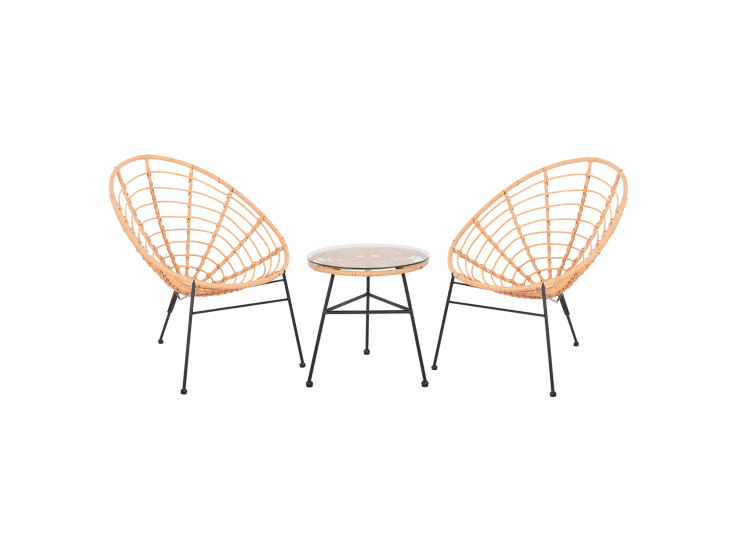 ΣΕΤ ΕΞΩΤΕΡΙΚΟΥ ΧΩΡΟΥ 3ΤΜΧ ALLEGRA HM21047.11 ΜΠΕΖ ΣΥΝΘ.RATTAN-ΜΕΤΑΛΛΟ ΣΕ ΜΑΥΡΟ