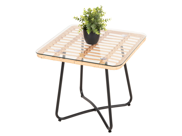 ΤΡΑΠΕΖΑΚΙ GERRY HM5717.11 ΜΕ WICKER ΜΠΕΖ-ΜΑΥΡΟ ΜΕΤΑΛ.ΣΚΕΛΕΤΟ 50x50x47,5Υεκ.