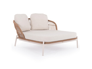 DAYBED 2ΘΕΣΙΟ QUANTUM SM6172 ΕΚΡΟΥ ΑΛΟΥΜΙΝΙΟ & ΥΦΑΣΜΑ-P.E.WICKER ΜΠΕΖ 162x148x81-97Υεκ