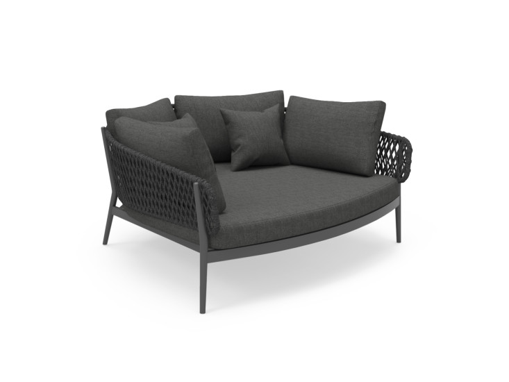 DAYBED 2ΘΕΣΙΟ ΣΕΙΡΑ CAMELLIA SM6217.01 ΣΚΟΥΡΟ ΓΚΡΙ ΑΛΟΥΜΙΝΙΟ-P.E.ΣΧΟΙΝΙ-OLEFIN 164x144x70Υεκ.