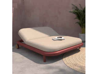 DAYBED ΔΙΠΛΟ ΣΕΙΡΑ EUTOPIA SM6238.05 KOKKINO ΑΛΟΥΜΙΝΙΟ-ΜΠΕΖ OLEFIN 212x155x38Υεκ