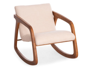ΠΟΛΥΘΡΟΝΑ ΚΟΥΝΙΣΤΗ ROCKER SM9965 ΞΥΛΟ TEAK ΦΥΣΙΚΟ-ΥΠΟΛΕΥΚΟ ΥΦΑΣΜΑ 64x81x72Υεκ.