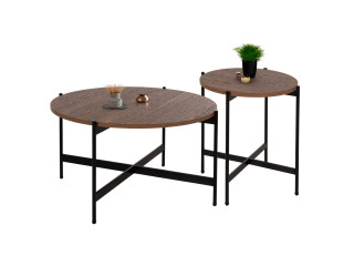 ΣΕΤ 2ΤΜΧ ΤΡΑΠΕΖΙΑ ΣΑΛΟΝΙΟΥ RONDA HM21089.03 MDF ΣΕ ΚΑΡΥΔΙ ΧΡΩΜΑ Φ80εκ & Φ50εκ