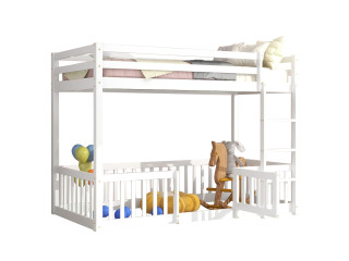 ΠΑΙΔΙΚΗ ΚΟΥΚΕΤΑ ΜΕ ΠΑΡΚΑΚΙ PLAYKID HM703.03 ΞΥΛΟ ΠΕΥΚΟΥ ΛΕΥΚΟ ΓΙΑ 190x90εκ