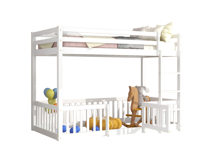 ΠΑΙΔΙΚΗ ΚΟΥΚΕΤΑ ΜΕ ΠΑΡΚΑΚΙ PLAYKID HM703.03 ΞΥΛΟ ΠΕΥΚΟΥ ΛΕΥΚΟ ΓΙΑ 190x90εκ